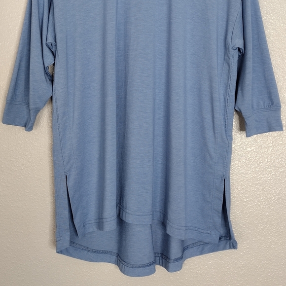 Athleta Inspire Slate Blue Relaxed Fit Oversized 3/4 Sleeve Tee Sz S - Picture 4 of 16